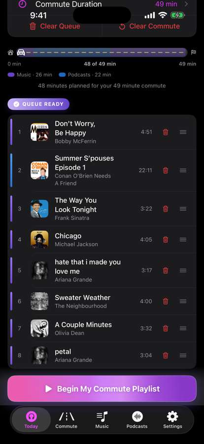 Tunelapse balanced music-and-podcast queue screenshot